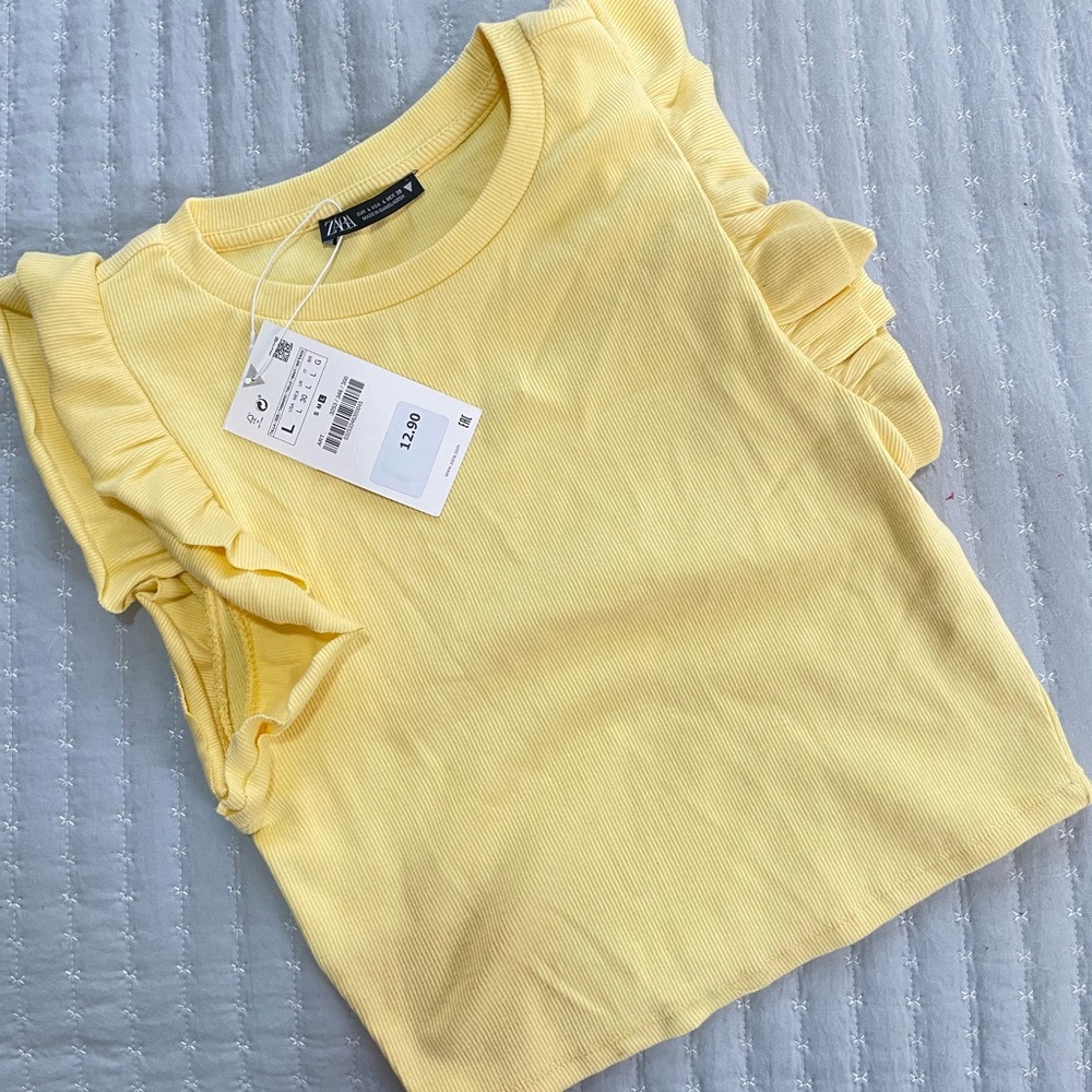 Zara yellow ruffle top